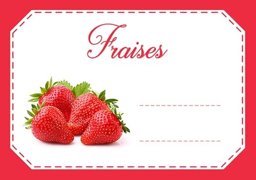 Mon Bio Jardin Lot de 30 étiquettes Autocollantes Fraises pour Confiture, Compote, conserves Maison Cover