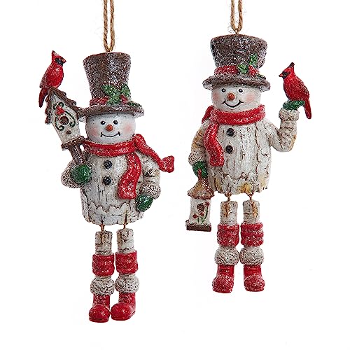 Kurt Adler 5-Inch Birch Berries Dangle Leg Snowman, 2 Assorted