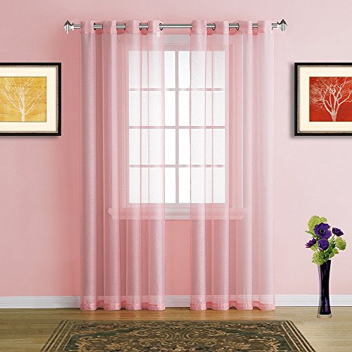 WARM HOME DESIGNS Pair of 2 Long Size 54" (Width) x 108" (Length) Rose Pink Sheer Window Curtains. 2 Elegant Voile Panel Drapes are 108 Inch Wide Total - K Rose 108" - Thumbnail 5