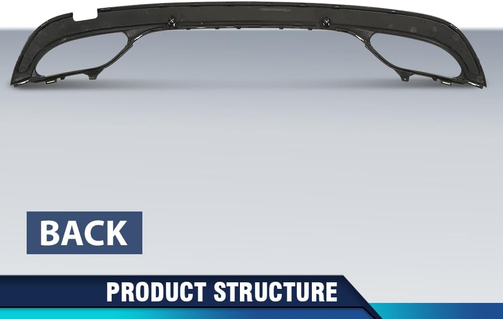 PIT66 Rear Bumper Valance Compatible with Benz C-Class C300 2015 2016 2058856238 Black