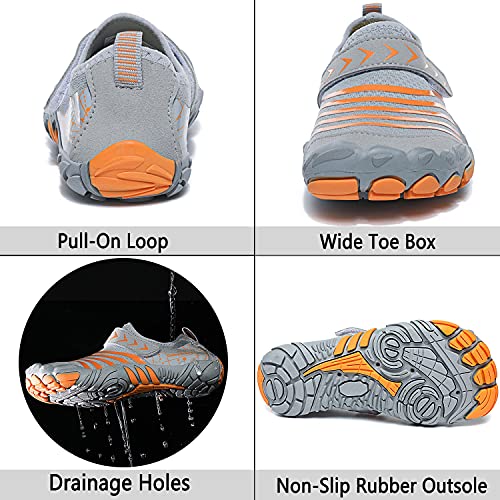 Quickshark Kids Water Shoes Boys Girls Barefoot Aqua Socks Lightweight Quick Dry Sandals Slip On Walking Sneakers For Beach Pool Swim 1-Grey/Orange 1 Big Kid #TOP4