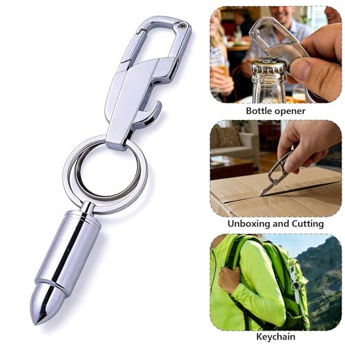 Waterproof mini pill box organizer hold keychain, Stainless Steel Necklace Medical Alert Pill Holder Pendant, Small Portable Nitro Emergency Aspirin Capsule Container Fob Case for Travel & EDC（Silver） — view 3