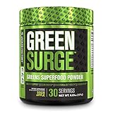 Jacked Factory Green Surge Green Superfood Powder- Keto Friendly Greens Drink w/Spirulina, Wheat & Barley Grass, Organic Greens - Green Tea Extract, Probiotics & Digestive Enzymes - Sour Apple - 30sv