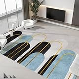 Rosurug Home Decor camera da letto Accessori per la camera da letto adolescenziale 90x200 cm Design geometrico circolare moderno, decorazione della linea gialla, facile da prendermi cura dei tappeti