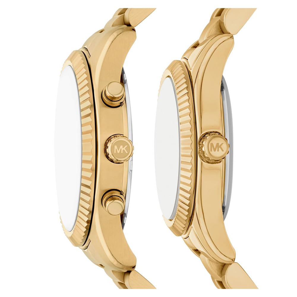 Michael Kors Lexington Three-Hand Gold-Tone Stainless Steel Bracelet Watch Gift Set (Model: MK4950SET)