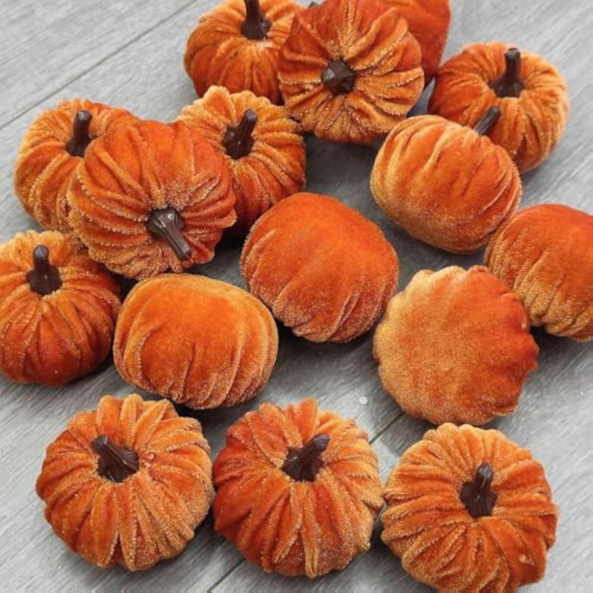 12x Artificial Velvet Pumpkins Decorative Home Mini Decorations