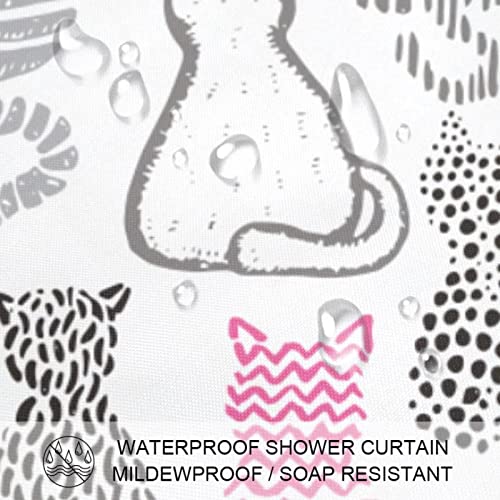 Rideau de douche chat abstrait 183 cm solution anti-eau pour sol sec