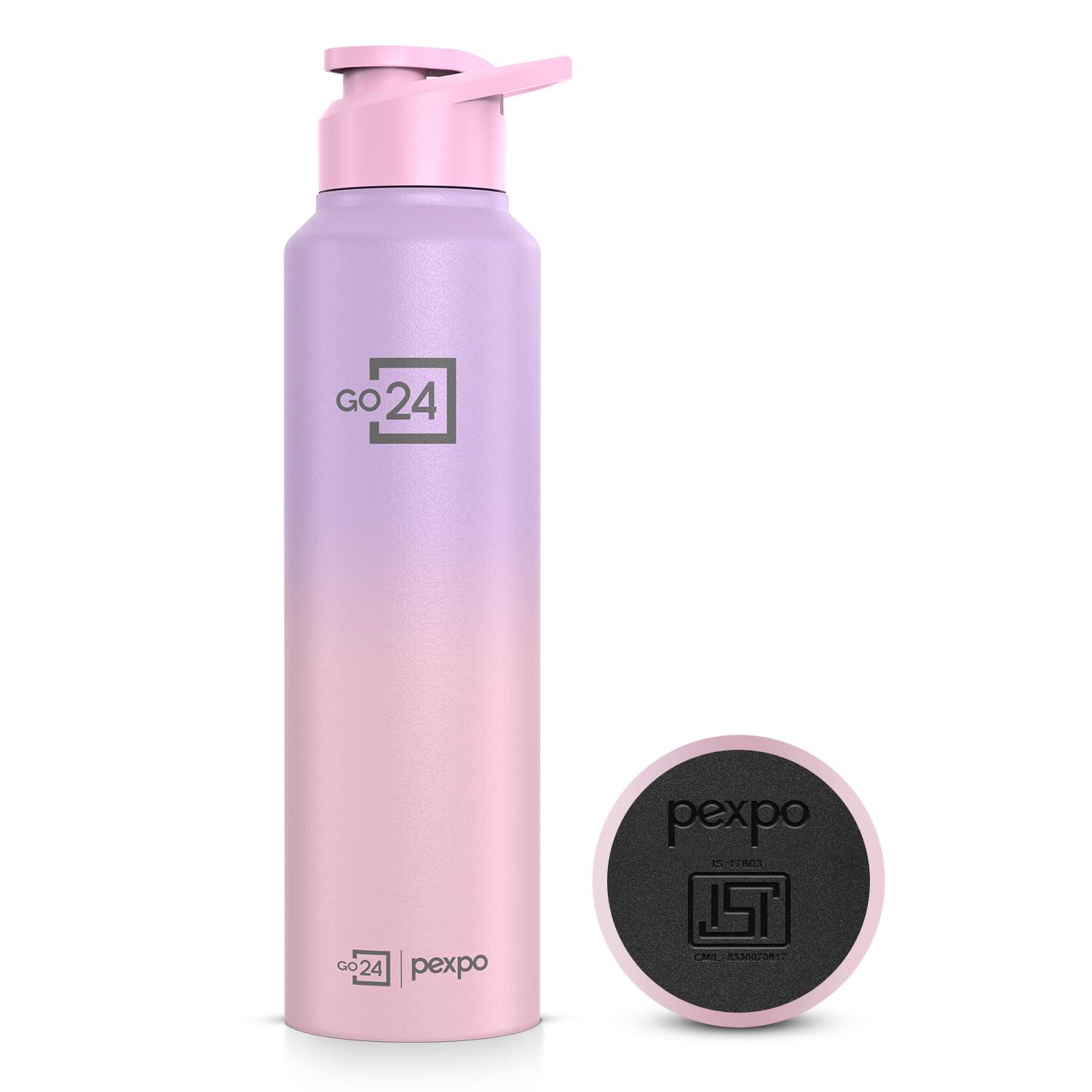 PEXPO Water Bottle 1 ltr Stainless Steel Sports/Fridge Bottle with Sipper Cap | Single Wall | For Home, Office, Gym, Travelling | Lightweight | BPA Free | Craft Pro 950ml | Pink-Purple Ombre 1