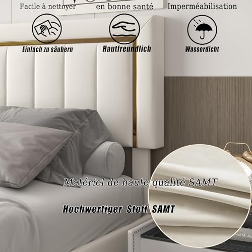 Variante de BPKADHY canapé 160 x 200 terciopelo blanco arroz