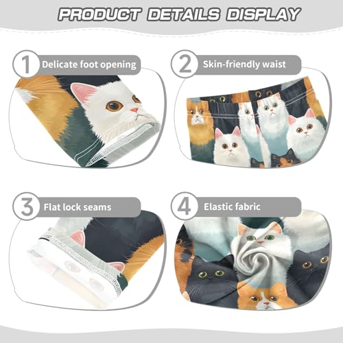 Colorful Cute Cat 1 Girls Leggings Athletic Pants Tights Stretch Bottom3