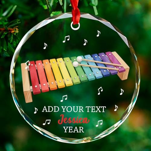Custom Xylophone Teacher Glass Ornament