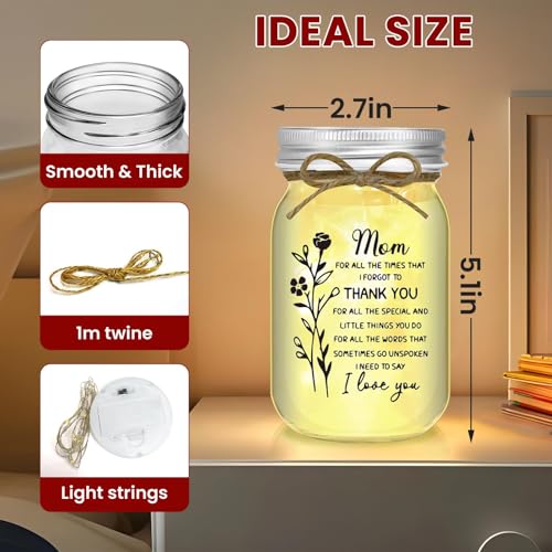 Image of Christian Gifts for Women Mason Jar Night Light Mother's Day Gift Graduation for Her Birthday Emotions and Feelings Religious Men Religious Faith Spiritual Inspirational for Mom