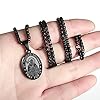 P. BLAKE Black St. Saint Thomas Medal Necklace Men, Stainless Steel Catholic Saint Thomas Aquinas Pendant Chain #2