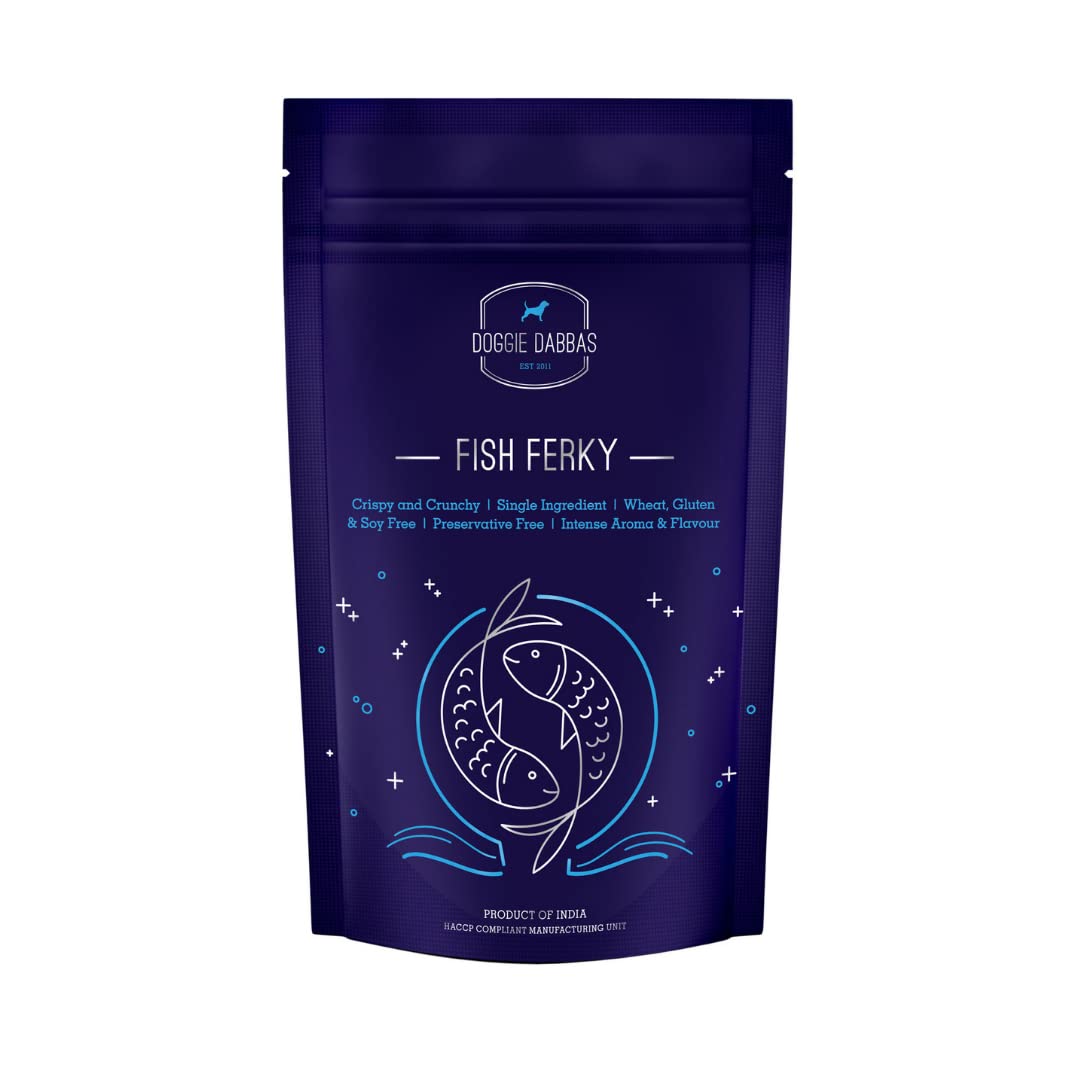 Doggie Dabbas Fish Ferky, Jerky | Rich Source of Calcium | Crispy and Crunchy | Preservative Free | High Protein Dog Treat -200g (Pack of 4)