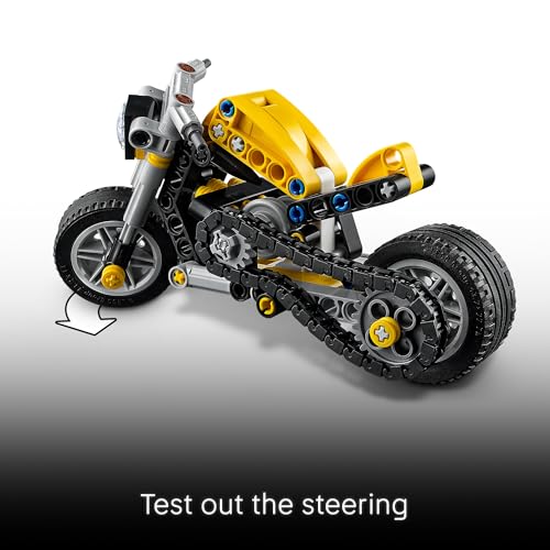Image of LEGO Technic Yellow Motorcycle Toy - Building Toy for Boys & Girls, Ages 7+ - Model Kit with Detailed Features - Bedroom Decor for Kids - Gift for Birthdays - 42225