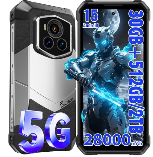 Image of FOSSIBOT F107 Pro 5G Rugged Phone Unlocked, 200-megapixel 4K Ultra-high-Definition Camera, 30GB + 512GB Storage Smartphone, 28000mAh Battery Phone, Android 15,6.95 inch 120Hz Display Waterproof Phones