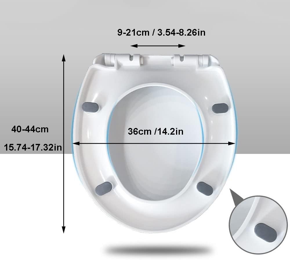 Round Toilet Seat, Toilet Seat with Soft Close & Non-Slip Seat Bumpers, Round Front Quiet-Close White Toilet Seat for Easy Installation, White