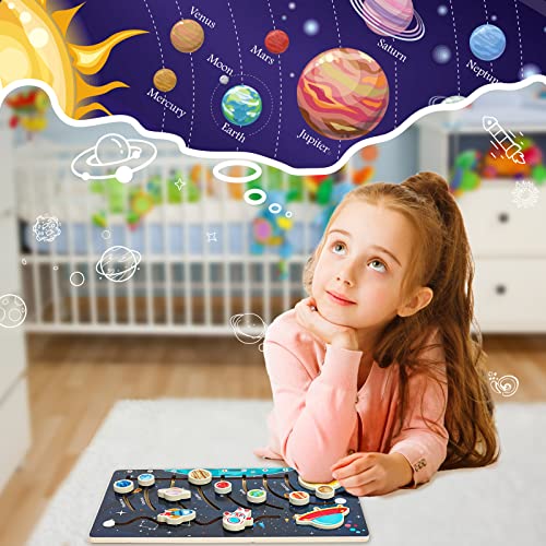 image for Zeoddler Movable Solar System Puzzle for Kids 3-6, Wooden Space Toys, 