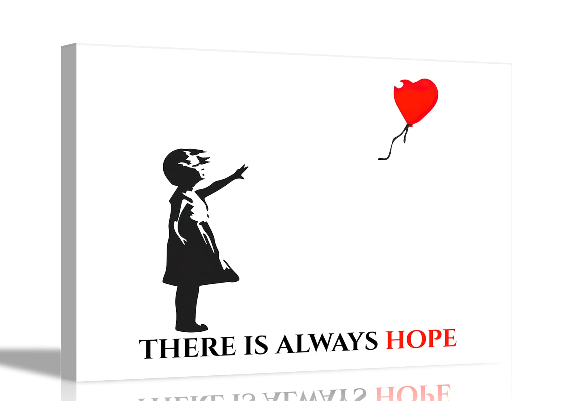 Artley Prints Girls Red Always Hope Balloon By Banksy Quote Canvas Prints Framed Wall Art Graffiti Pictures Home Bedroom 86 X 61Cm (34 X 24 Inches) A1