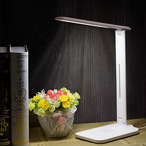 Preisvergleich Produktbild DYM258 Schreibtischlampe mit kabellosem Ladegerät,Tischlampe für Mobiltelefon geeignet Kabellose Lade- / Berührungskontrolle-Tischleuchte mit 3 Farbmodi für Büro / Zuhause / LED-Nachtlicht für Lesen,Lamp