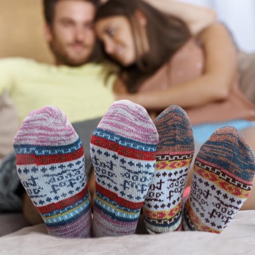 Trifabricy Wool Socks for Women, Winter Thick Warm Crew Boot Hiking Socks - image 3