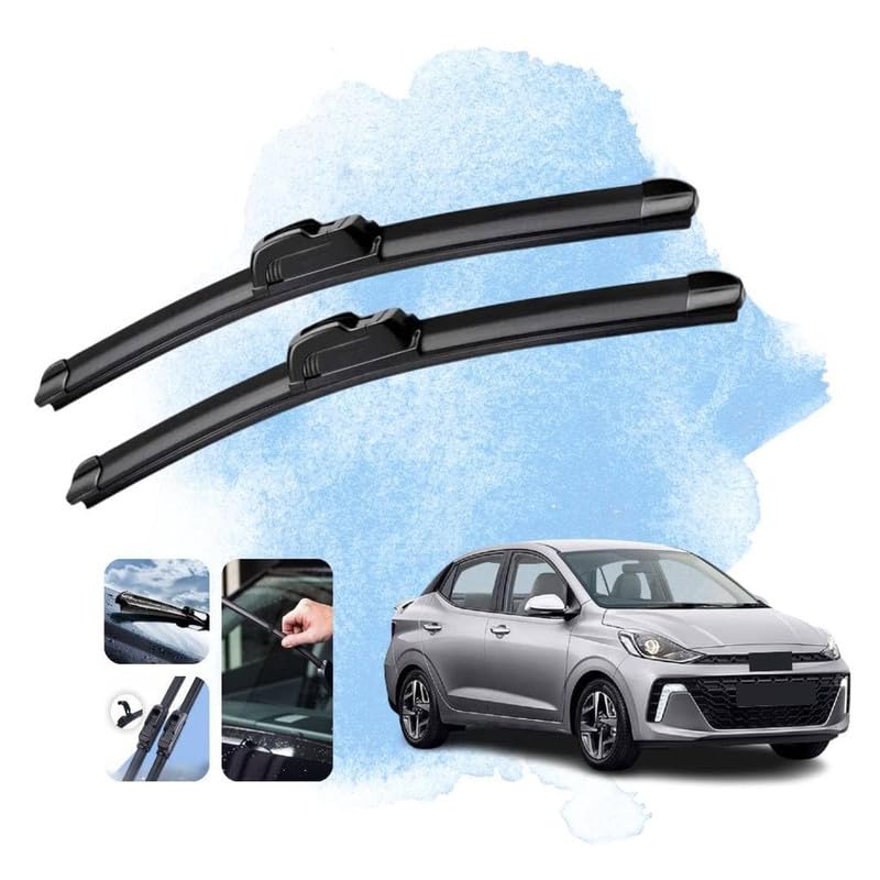 Image of Audio WHeels Perfect Fitting Frameless Windshield 100% Scratch Proof Cleaning Water Repellant Silicon Car Wiper Blades For Equipment Replacement, Set of 2 (D-24 inch & P-16 inch)