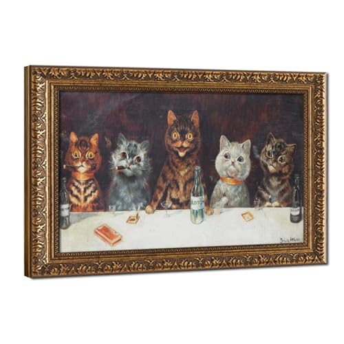 Louis Wain The Bachelor Party impression toile 50x75 cm pour décoration murale