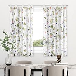 Cortinas De Cocina Estampadas HOMEYA - Cortina Cocina Translúcida 140x180cm - Visillo Transparente Estampado para Ventana, Marco de Puerta - 1 Unidad