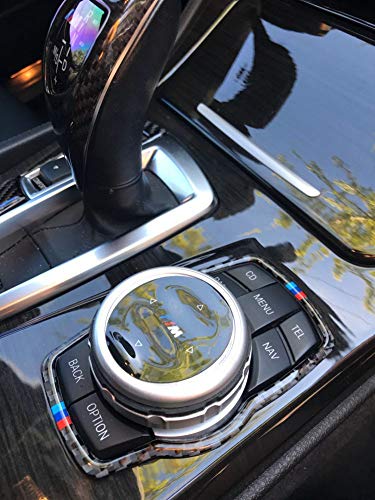Autobro Carbon Fiber Car Multi-Media Sticker Knob Frame Decoration Cover Trim for BMW F07 F10 F20 F25 F30 X1 X3 X5 X6 1 2 3 5 Series 2012-2017 C