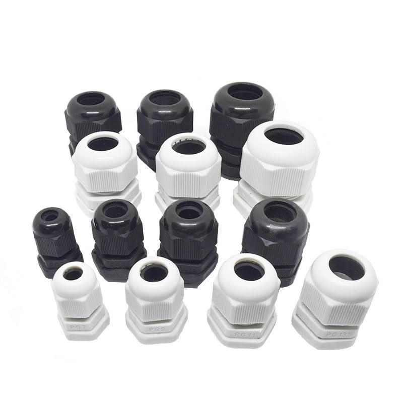 KKFAUS 5pcs IP68 PG Black Plastic Nylon Cable Gland Connector 10pc