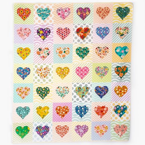 Lalikul Fabrics Hearts. Cotton Charm Packs, Fat Quarters Bundles, 42 Different Motifs. Ideal for Quilts, Sewing, Blankets, and I Spy Games for Kids, 36