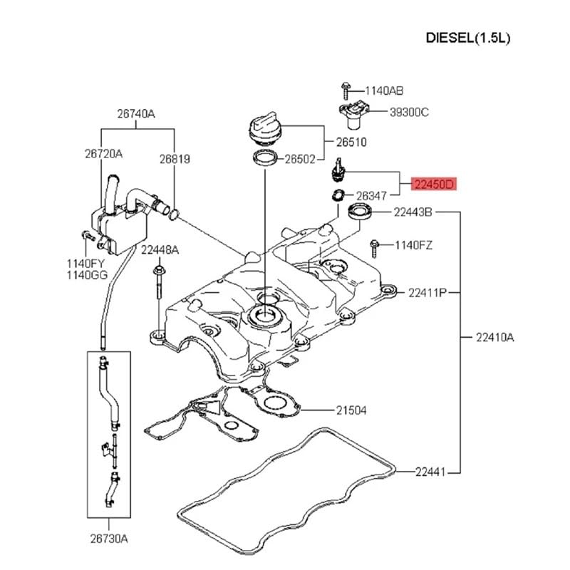 Lot de 4 Bouchons d'injecteur, compatibles avec Hyundai Sonata Fe 2005-2010 2245027003