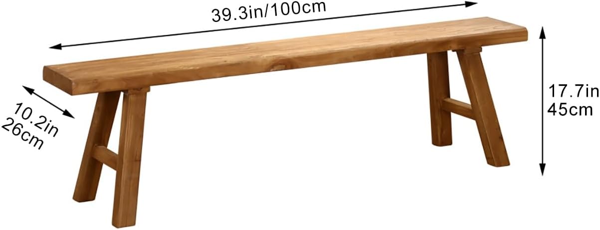 39“ Farmhouse Wooden Living Room Dining Indoor Multifunctional Elm Benches Wood Kitchen Entryway Solid Wood Bench for Hallway 100cm