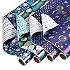 American Greetings 160 sq. ft. Reversible Wrapping Paper Bundle for Birthdays, Baby Showers and All Occasions, Balloons, Blue Polka Dots and Plaid (4 Rolls, 30 in. x 16 ft.)