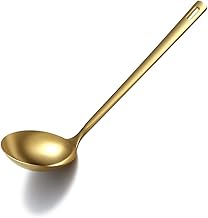 Berglander Cucharón dorado, cucharón de cocina de acero inoxidable con revestimiento de oro de titainium, cucharón de sopa, cuchara de metal para cocinar, apto para lavavajillas, fácil de limpiar