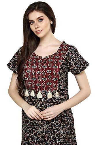 Image of Evolove Women's Cotton Long Maxi Night Gown Nighty Dress with Pocket, Super Soft Comfortable (LNG-Cotton-2)