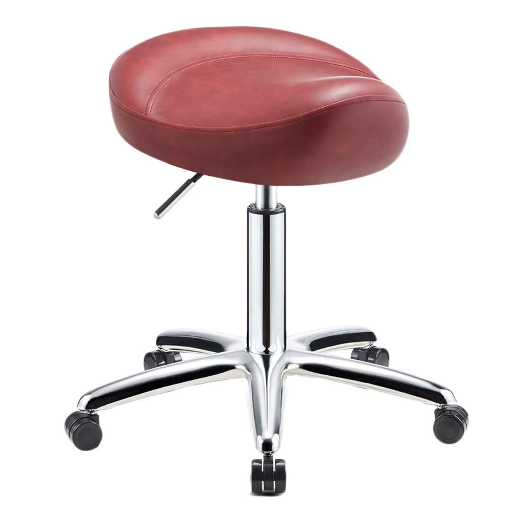 Stołek fryzjerski, specjalny stołek koła pasowego do salonów kosmetycznych, fryzjerstwo fryzjerskie, manicure, stołek do cięcia włosów Stołek piękności (Color : Red)