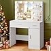 LIVELYGLOW Lighted Makeup Vanity Desk, 35.4“W x 15.7'”D x 54“H, White (with Lights and Mirror, Dimming Function, 2 Drawers and 1 Cabiniet, Open Shelves) by Boahaus