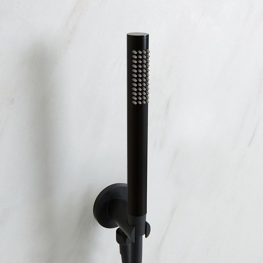 Milano Black Nero Pencil Hand Shower Handset Outlet Elbow Wall Bracket