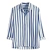 AMhomely Mens Stripe Shirts Long Sleeve Blue Stripe Button Down Shirts Plus Size Casual Formal Business Work Tops Lapel Loose Fit Dress Tops Regular Fit Basic Tee Blue 5XL #3