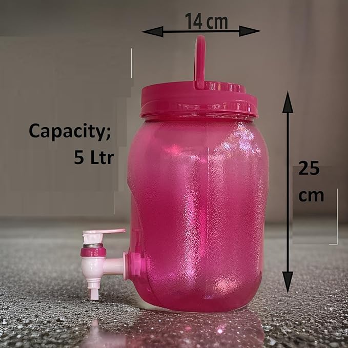 Image of Portable Water Dispenser with Tap and Handle, 5 Litre, BPA-Free Plastic, Multicolour, Leak-Proof, for Home, Office, Travel, Camping