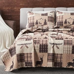 Great Bay Home Lodge Bedspread Full/Queen Size Quilt with 2 Shams. Cabin 3-Piece Reversible All Season Quilt Set. Rustic Quilt Coverlet Bed Set. Redwood Collection. Great Bay Home Lodge Bedspread FullQueen Size Quilt with 2 Shams Cabin 3 Piece Reversible All Season Quilt Set Rustic Quilt Coverlet Bed Set Redwood Collection