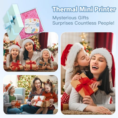 Mini impressora com 9 rolos de papel térmico, impressora térmica portátil Bluetooth compatível com i