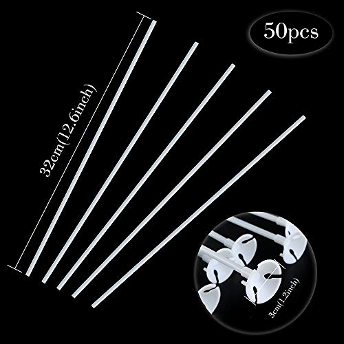 Image of PP OPOUNT 50 Pieces Balloon Sticks Upgraded Version 12.6 Inch White Balloon Sticks Holders with Cups for Christmas Decoration, Wedding, Party, Holidays, Anniversary Decor | White Balloon Sticks Holders with Cups for Christmas Decoration, Wedding, Party, Holidays, Anniversary Decor