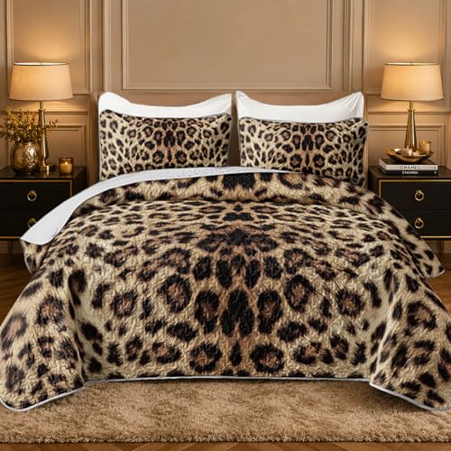 HOSIMA Leopard Quilt King,Lightweight Summer Bedspread with 2 Pillowcases. by HOSIMA - Used condition - US$53.00