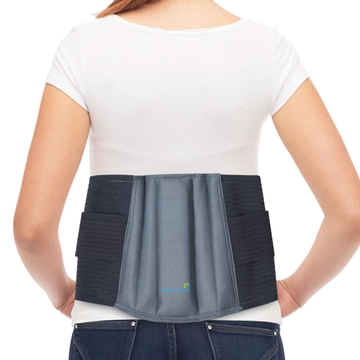 Expertomind Lower Back Support Belt | Effective Back Support for Lower Back Pain Relief | Adjustable Orthopaedically Proven Back Belt for Women & Men | Durable Elastic Material | Size - Small - Grey