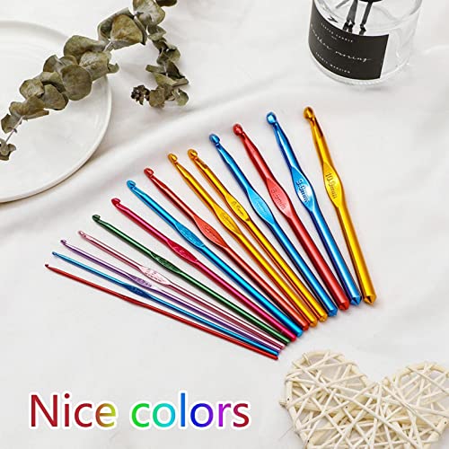 Bcmrun BB-156-ART 14 Pcs Multicolor Aluminum Crochet Hooks Knitting Needles Craft Yarn 2-10Mm thumb #6
