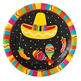 Amscan Fiesta Fun Cinco de Mayo Party Round Dessert Plates (8 Piece), Multi Color, 7 x 7