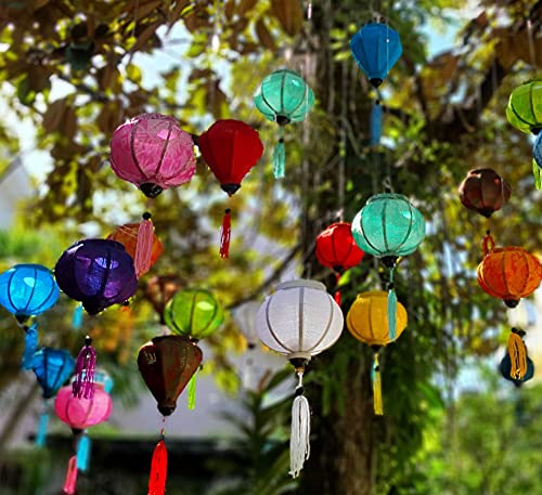Vietnam Souvenir Shop Mini String Silk Lanterns 10cm for Wedding Party Decoration Garden Decor Wedding gate Decor Wedding Gifts (Set of 8 pcs)