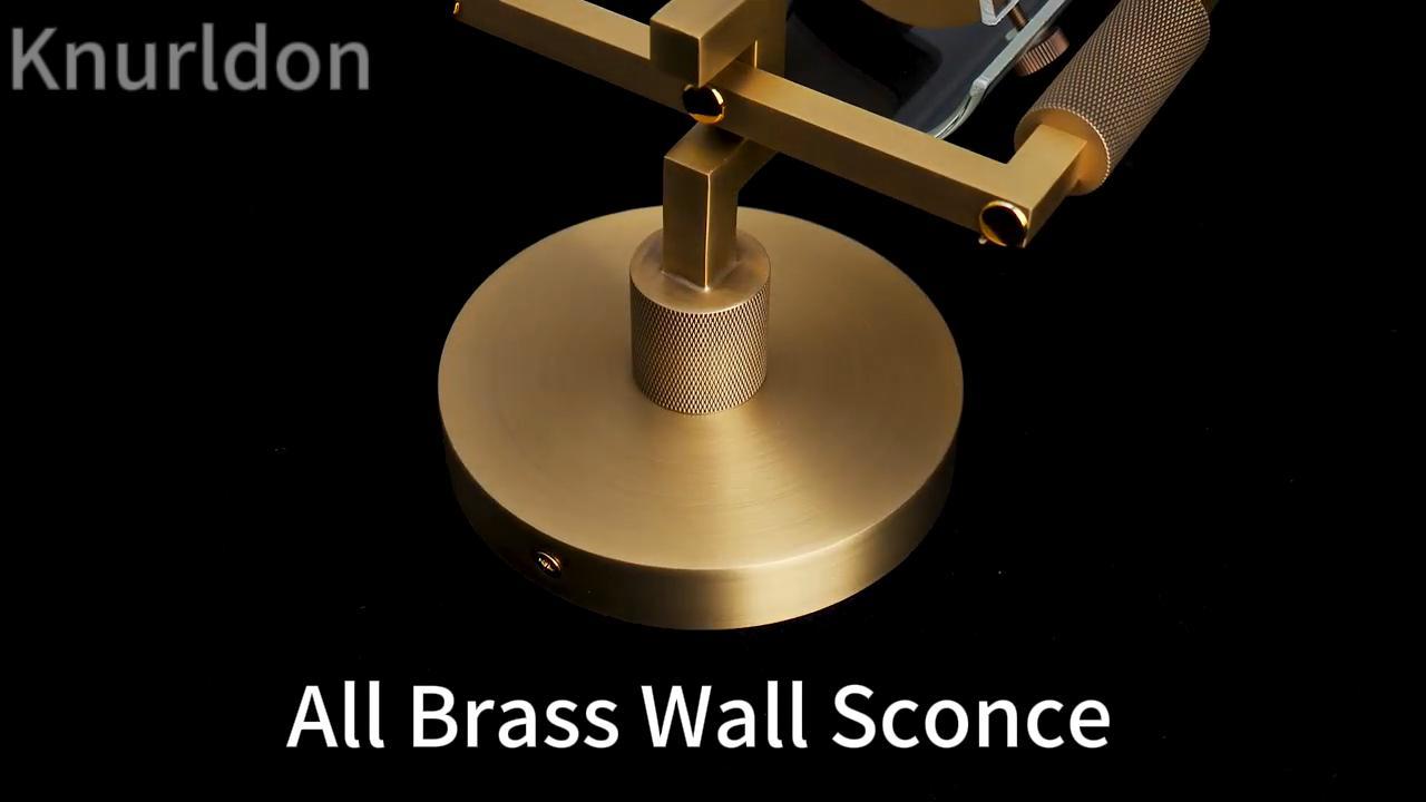 Image of Modern Gold Glass Wall Sconces,15'' Knurled Brass Sconce, Bathroom Wall Sconce, Gold Bathroom Vanity Lights, for Living Room, Bedrooms, Fireplace, Staircases, Include Bulb